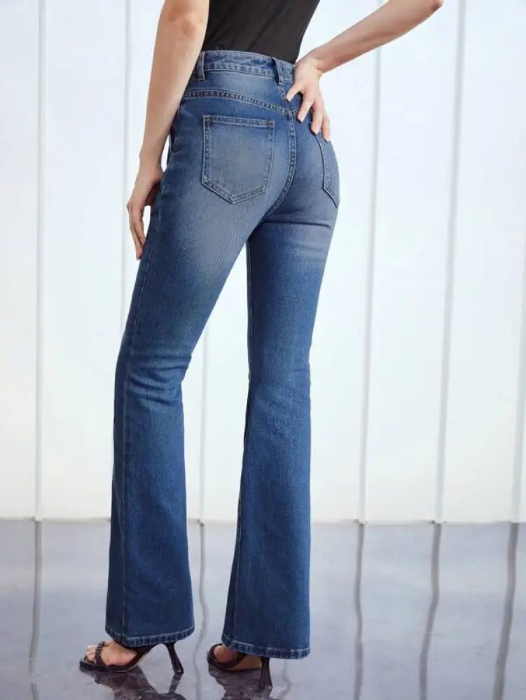 Motf Premium Calça Jeans De Perna Larga Sem Cinto