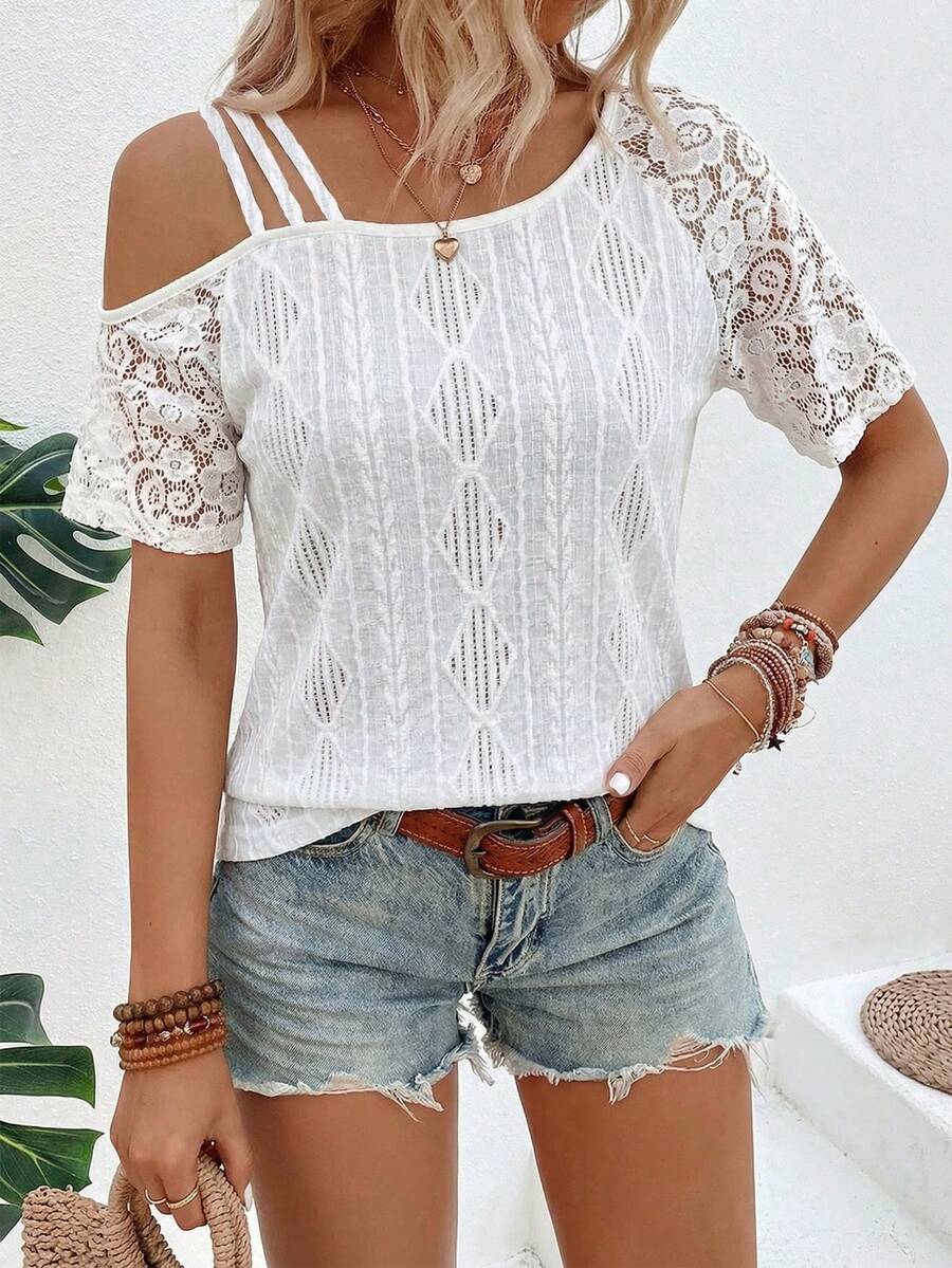 Camiseta Assimétrica em Malha Jacquard IMG 35