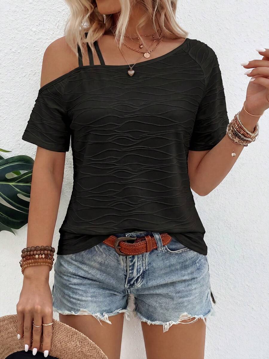 Camiseta Assimétrica em Malha Jacquard IMG 55