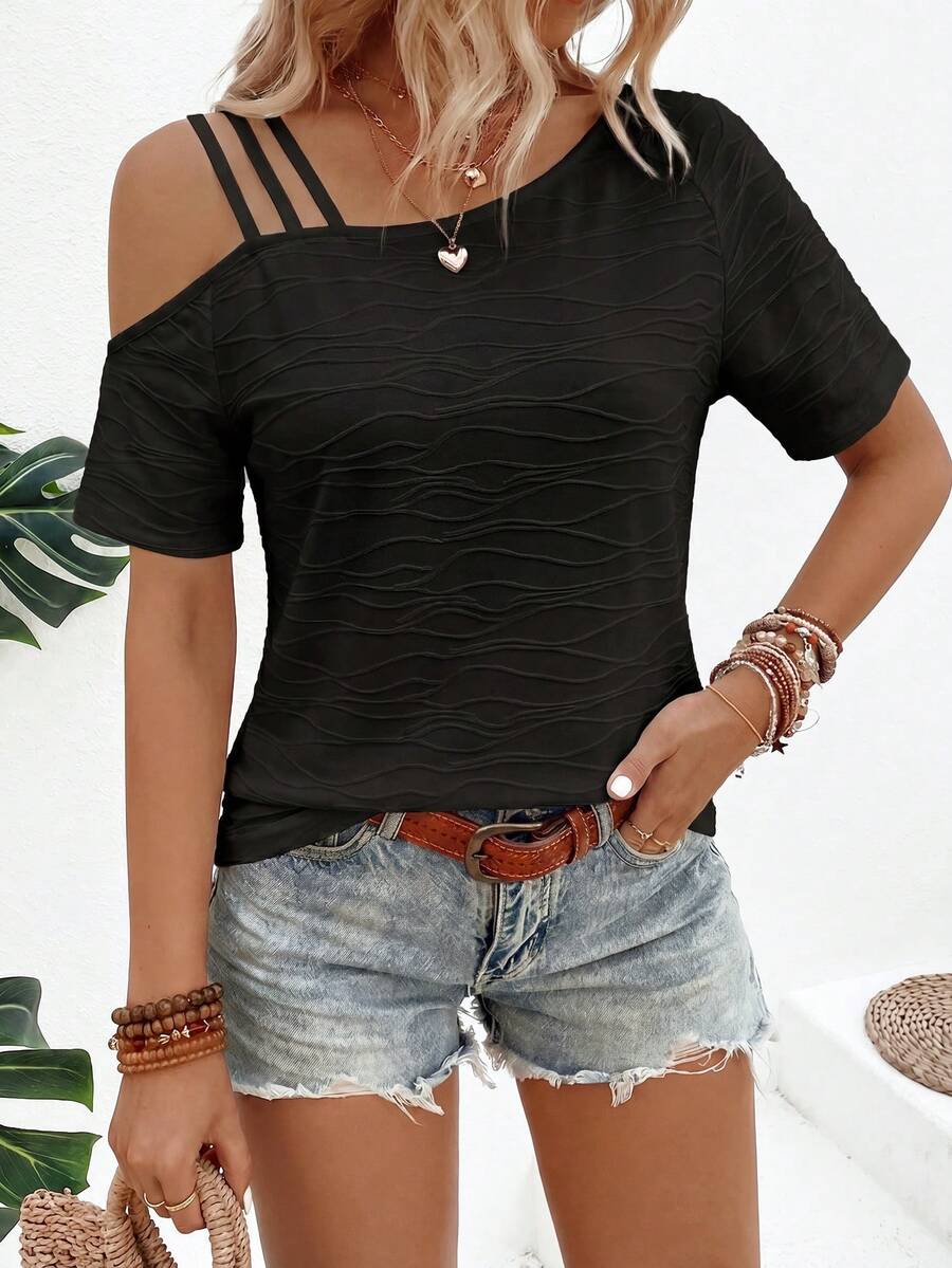 Camiseta Assimétrica em Malha Jacquard IMG 58