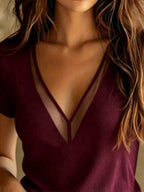 Camiseta Canelada Decote V com Tule IMG 11