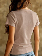 Camiseta Canelada Decote V com Tule IMG 26