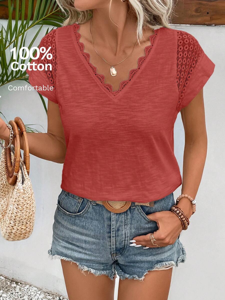 Camiseta com Renda e Manga Morcego IMG 13