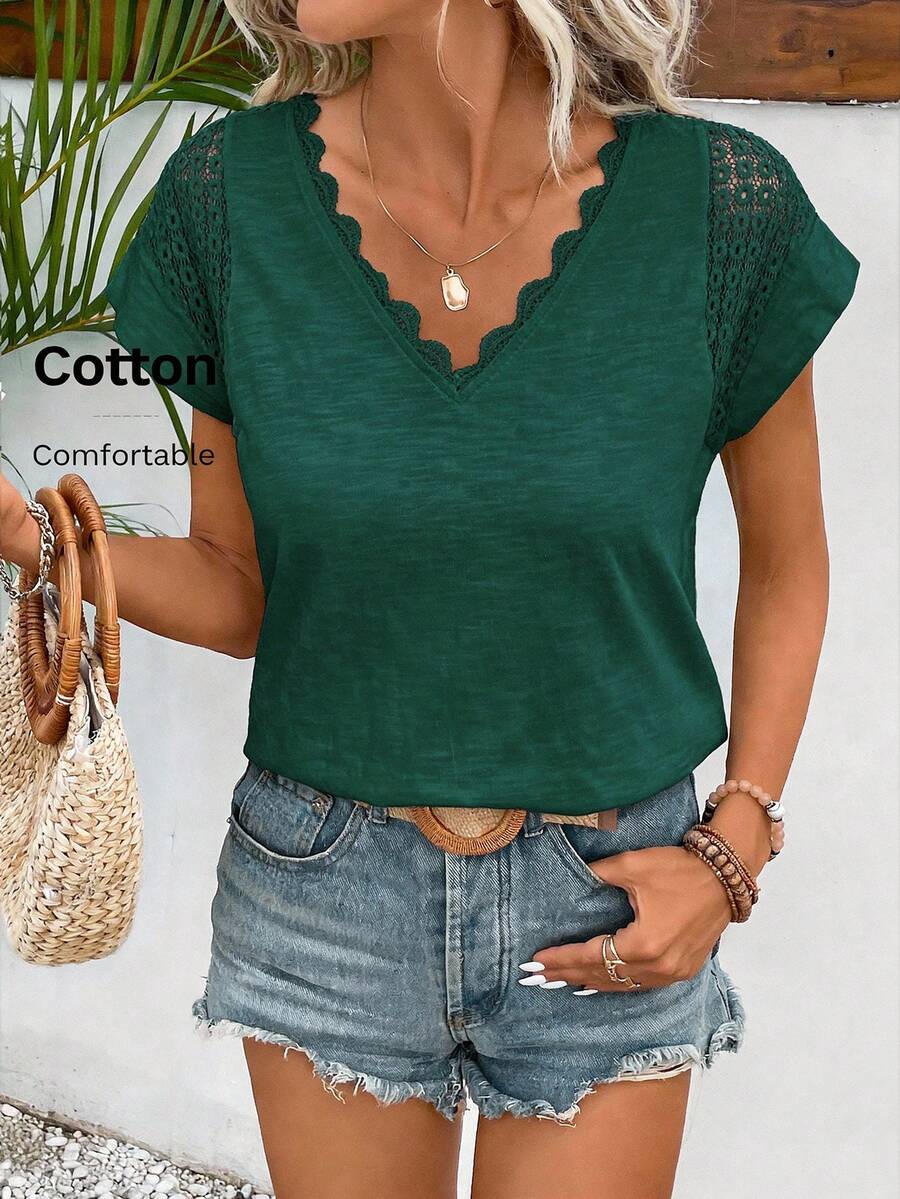 Camiseta com Renda e Manga Morcego IMG 31