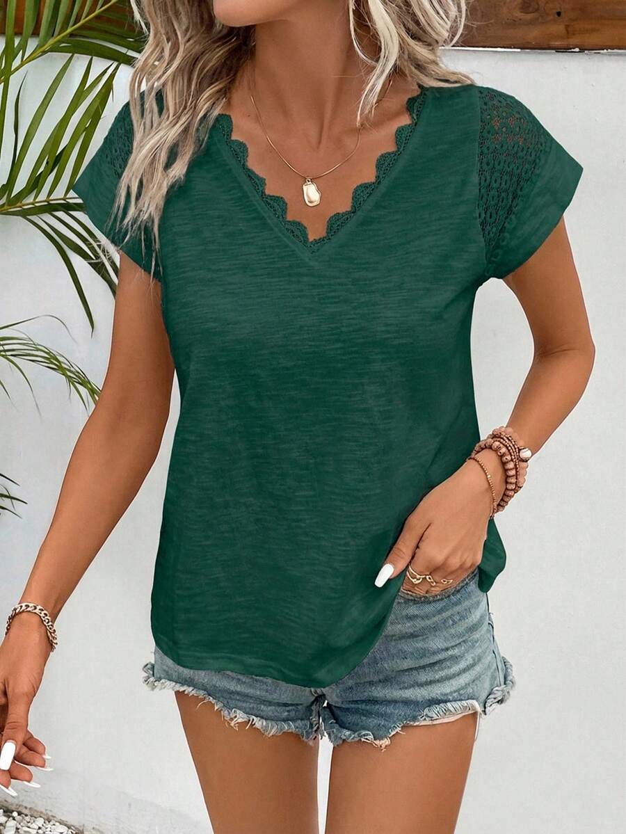 Camiseta com Renda e Manga Morcego IMG 33