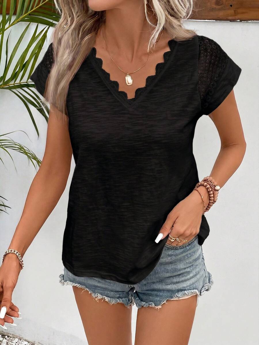 Camiseta com Renda e Manga Morcego IMG 74