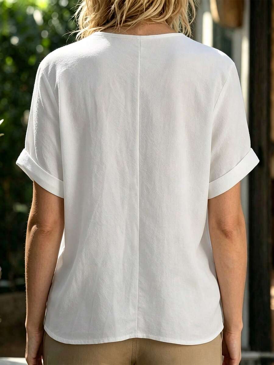 Camiseta Decote V com Bainha Dobrada IMG 2