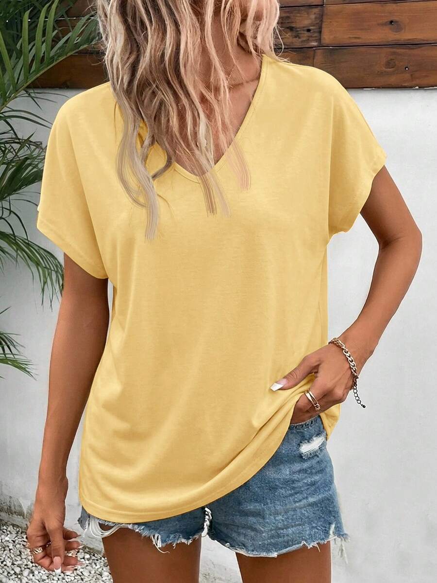 Camiseta Decote V com Manga Bordada IMG 27
