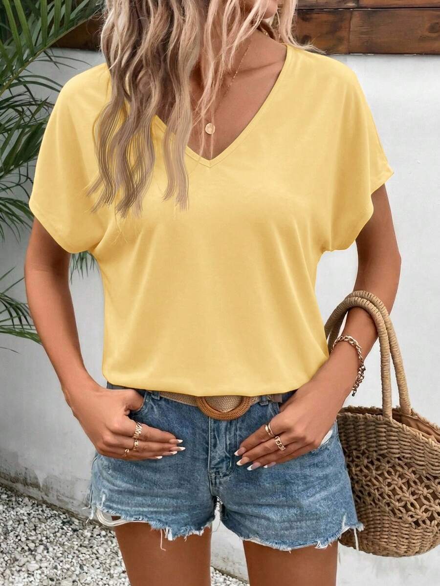 Camiseta Decote V com Manga Bordada IMG 28