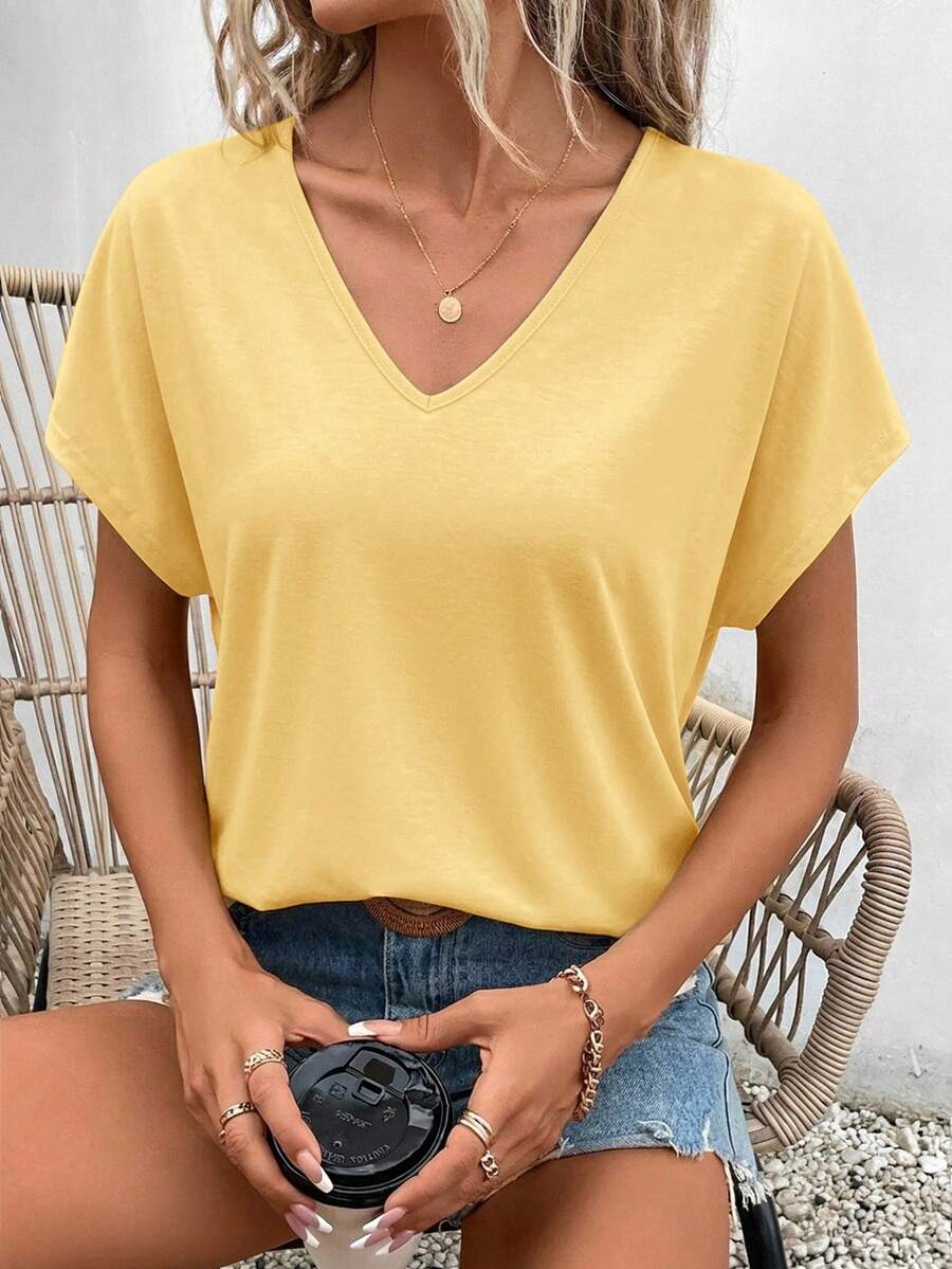 Camiseta Decote V com Manga Bordada IMG 29