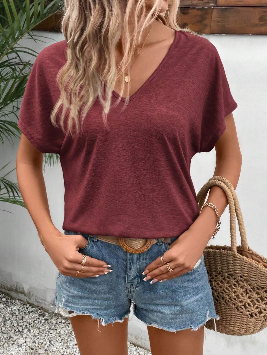 Camiseta Decote V com Manga Bordada IMG 34