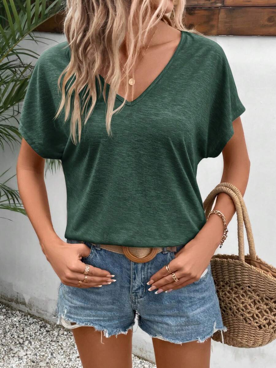 Camiseta Decote V com Manga Bordada IMG 64