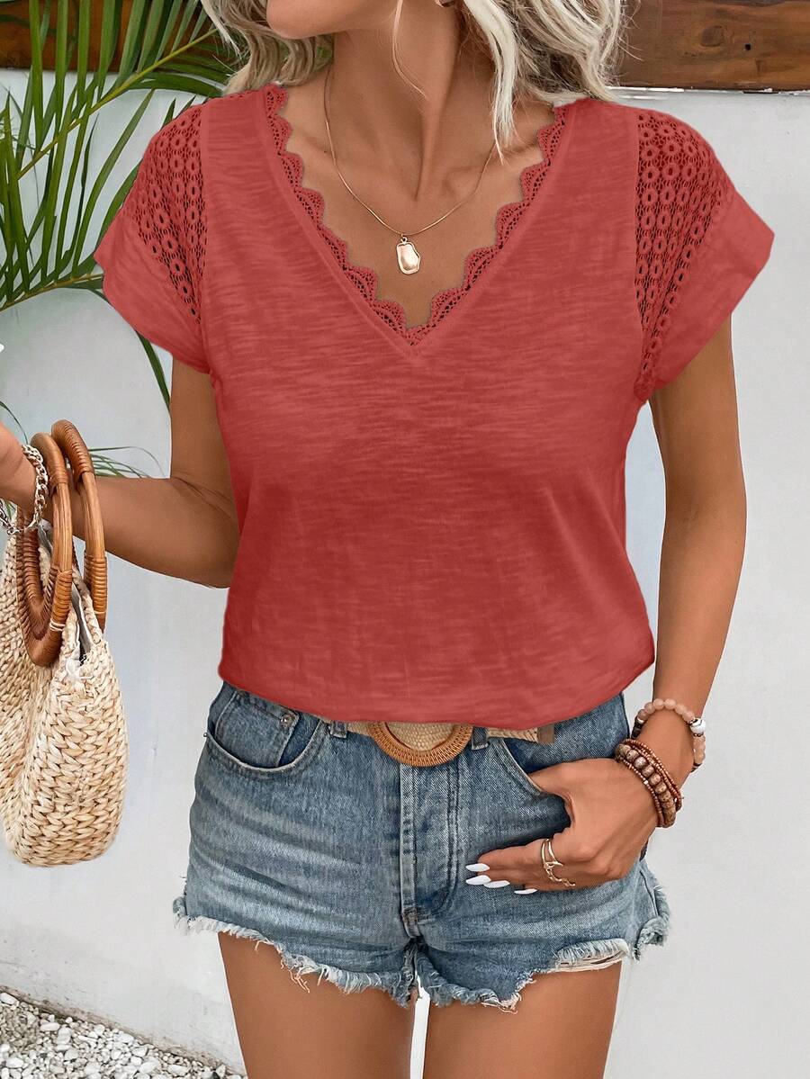 Camiseta Decote V com Renda IMG 8