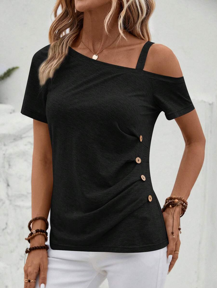 Camiseta Gola Assimétrica com Botões IMG 11