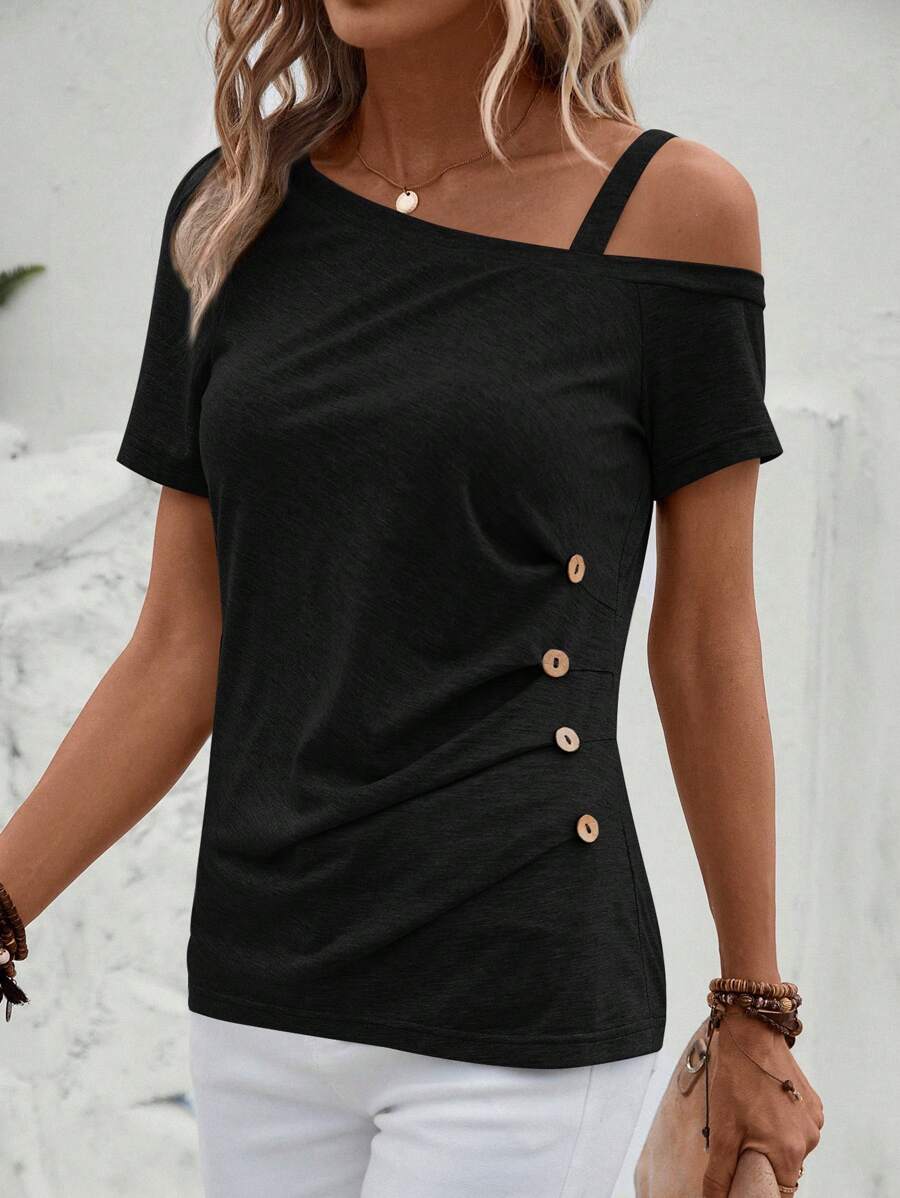 Camiseta Gola Assimétrica com Botões IMG 12