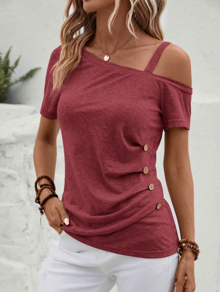 Camiseta Gola Assimétrica com Botões IMG 15