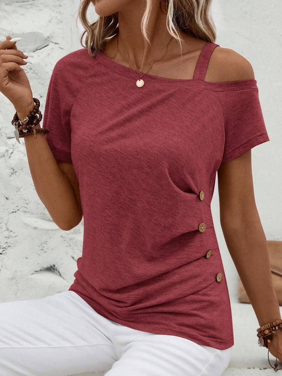 Camiseta Gola Assimétrica com Botões IMG 21