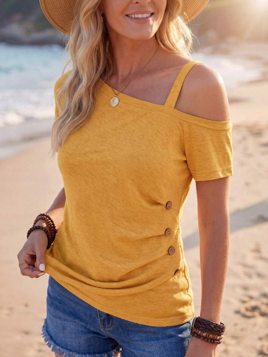 Camiseta Gola Assimétrica com Botões IMG 22
