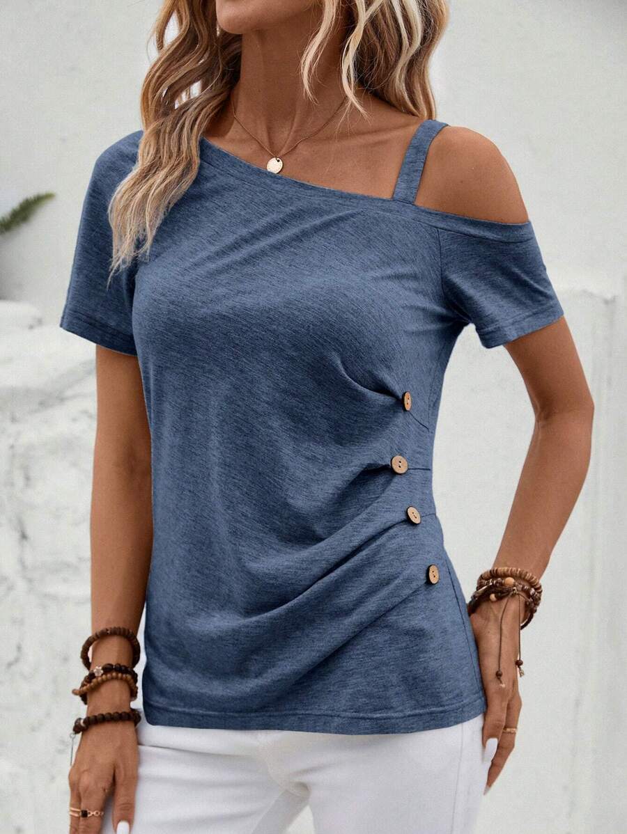 Camiseta Gola Assimétrica com Botões IMG 4