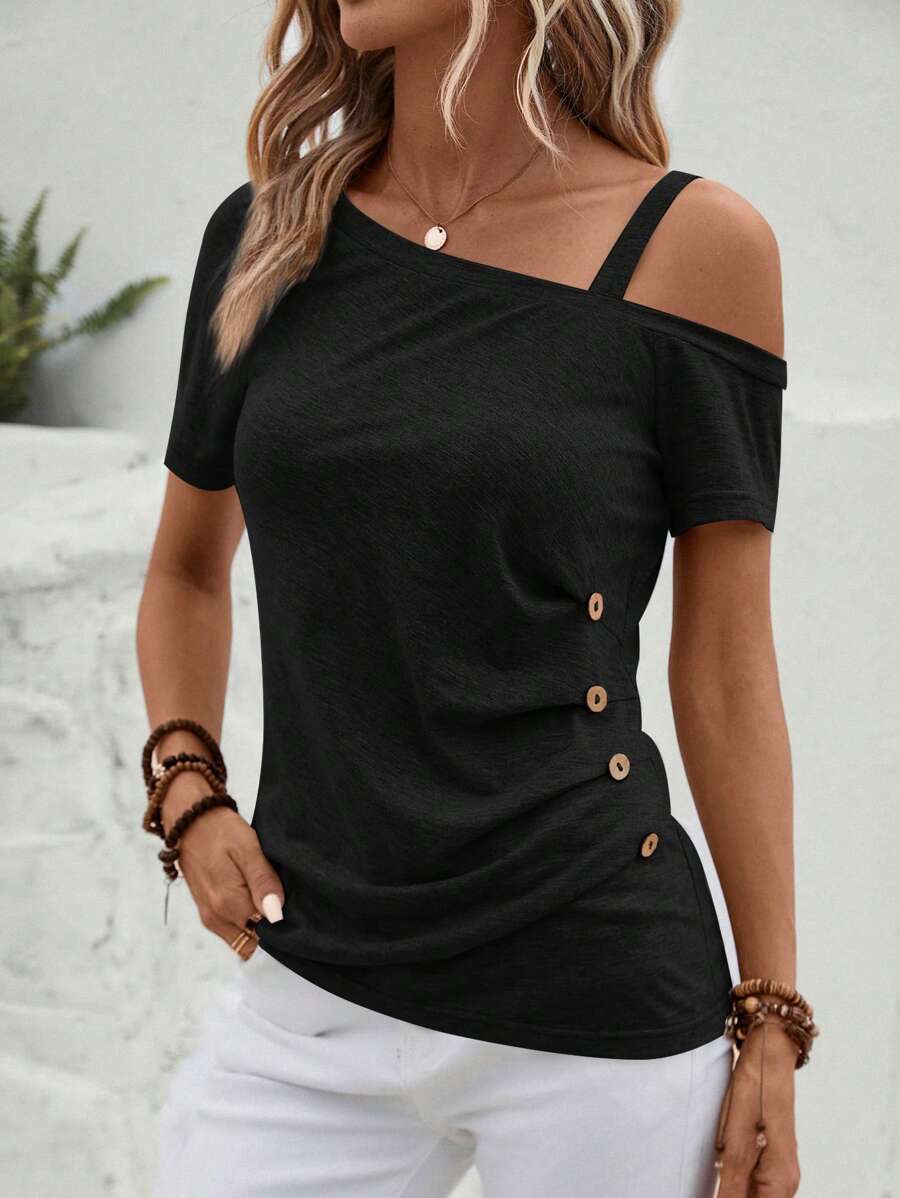 Camiseta Gola Assimétrica com Botões IMG 8