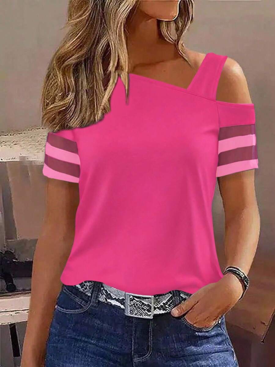 Camiseta Gola Assimétrica com Tule IMG 1