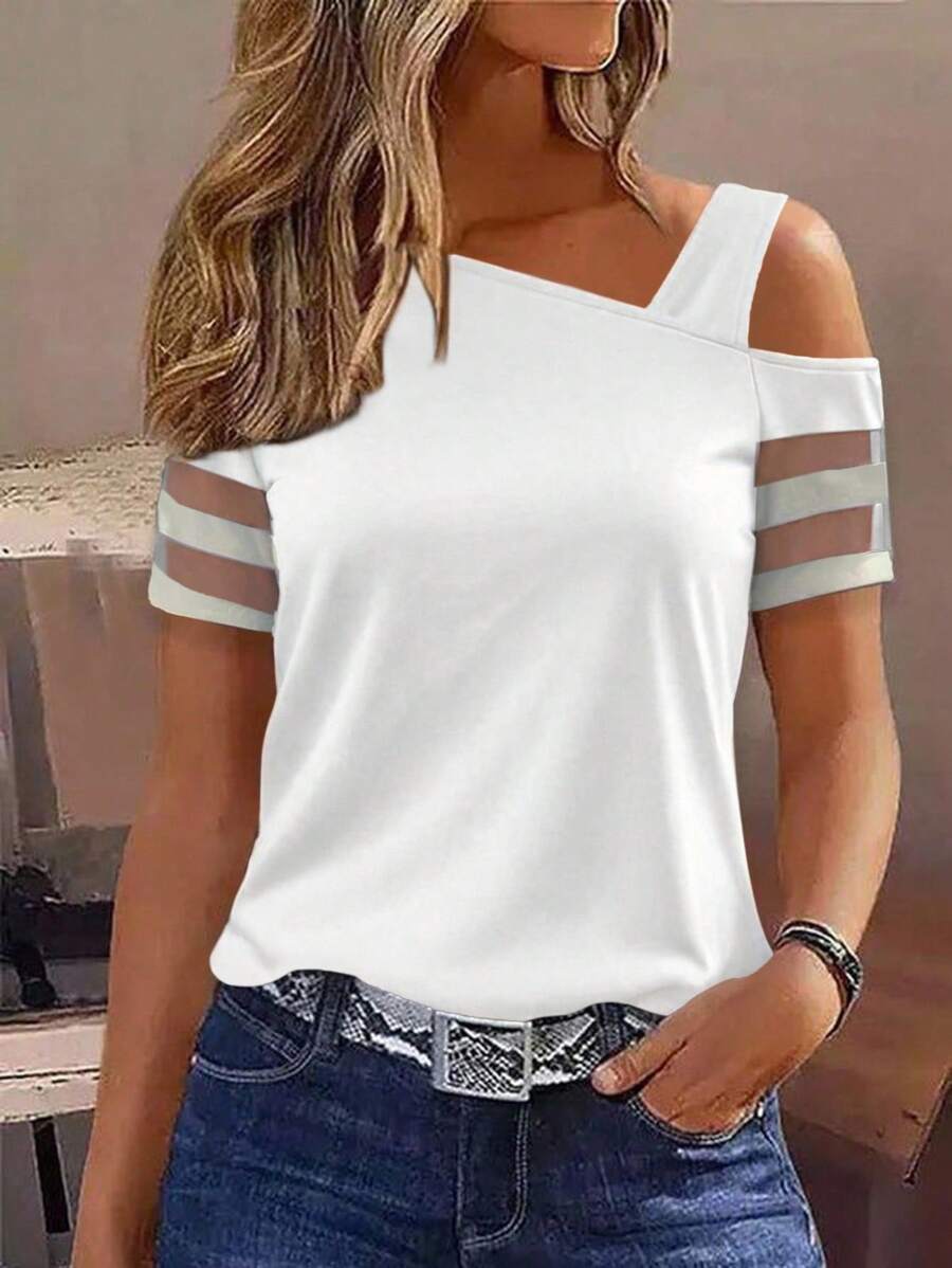 Camiseta Gola Assimétrica com Tule IMG 19
