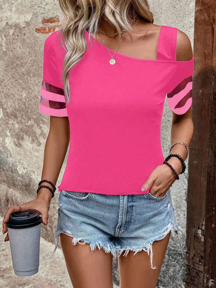 Camiseta Gola Assimétrica com Tule IMG 3