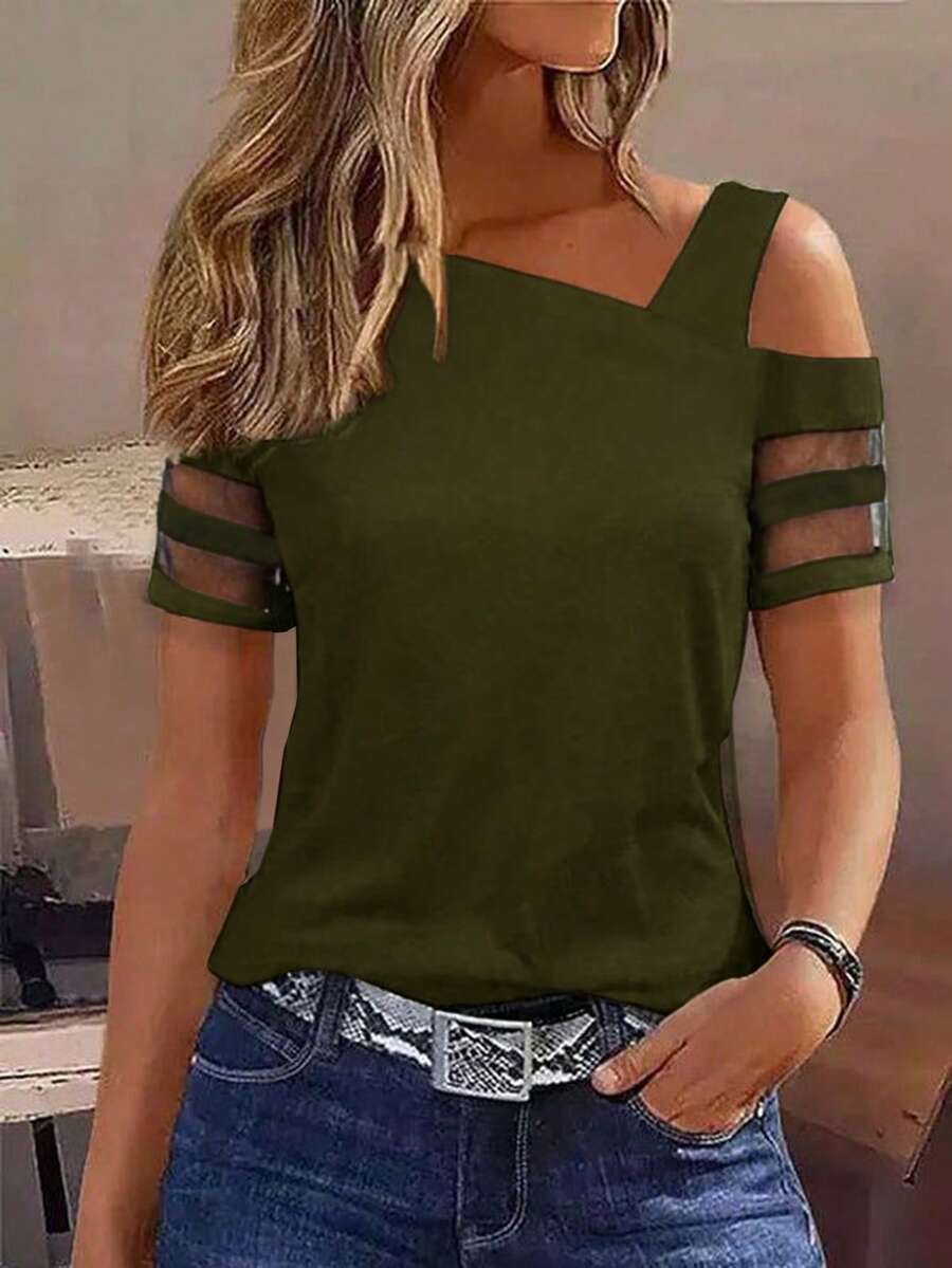 Camiseta Gola Assimétrica com Tule IMG 36