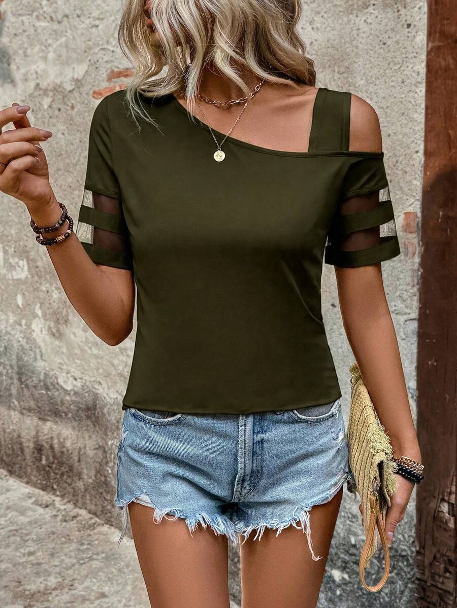 Camiseta Gola Assimétrica com Tule IMG 38