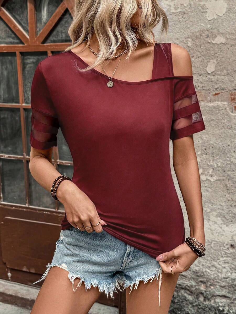 Camiseta Gola Assimétrica com Tule IMG 50