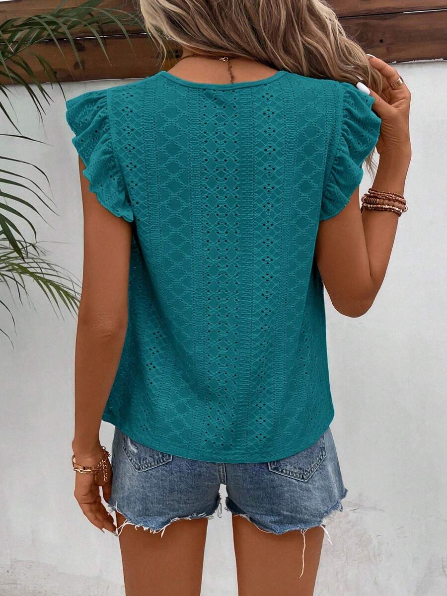 Camiseta Jacquard com Manga Borboleta IMG 101