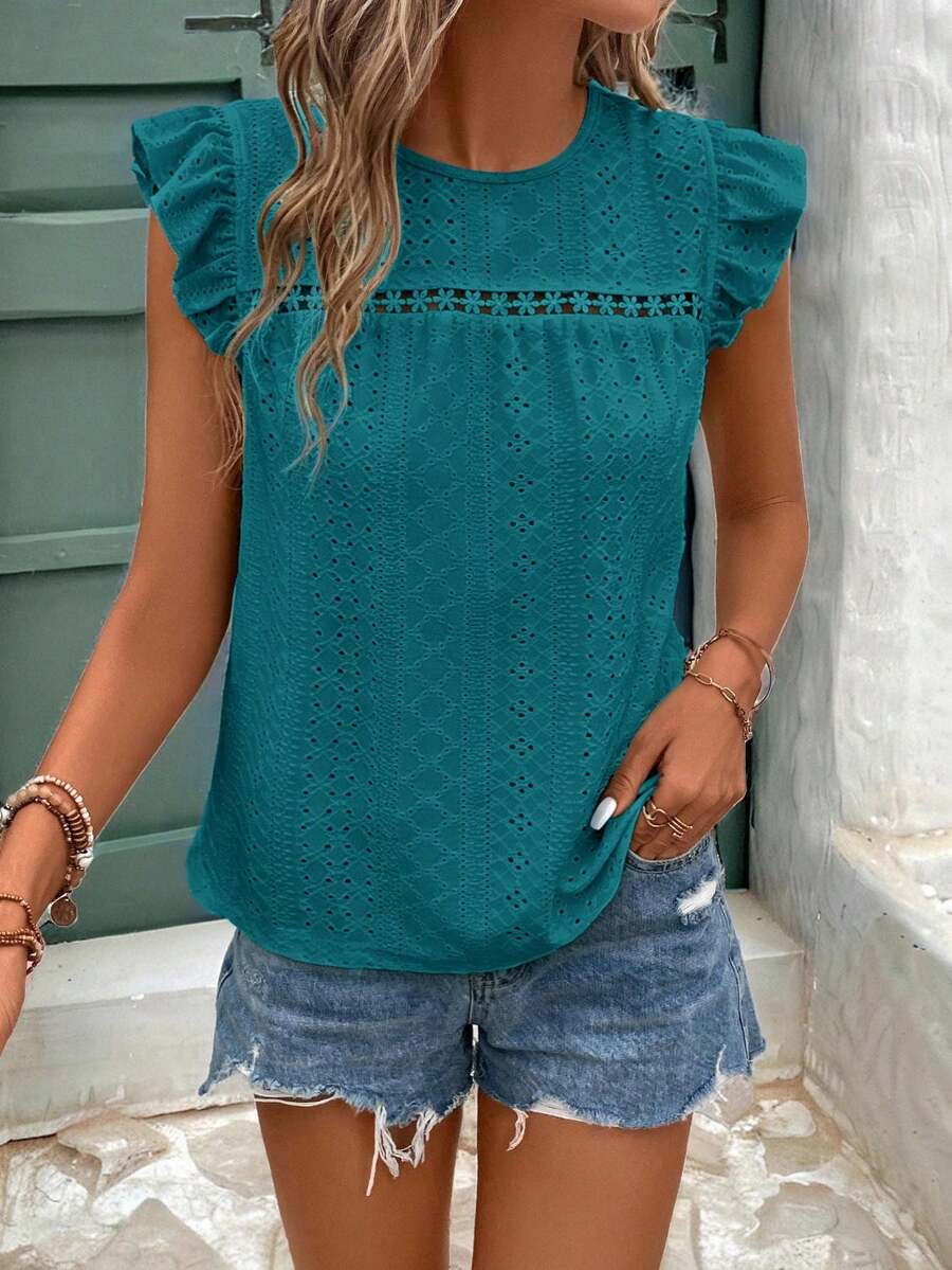 Camiseta Jacquard com Manga Borboleta IMG 104