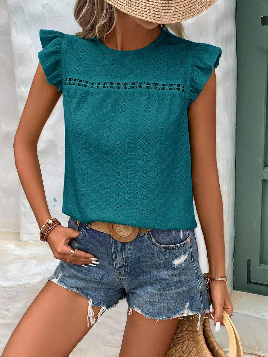 Camiseta Jacquard com Manga Borboleta IMG 105