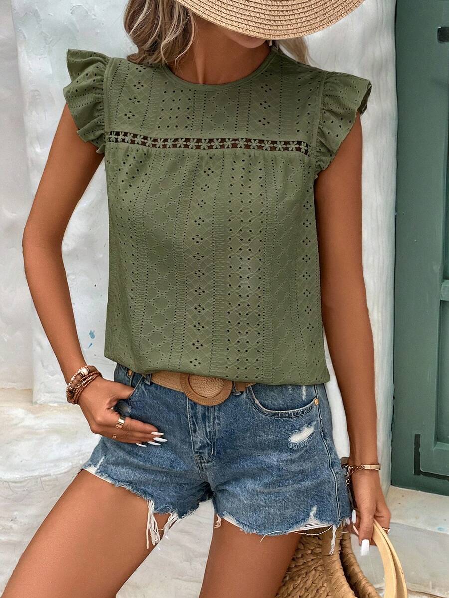 Camiseta Jacquard com Manga Borboleta IMG 113