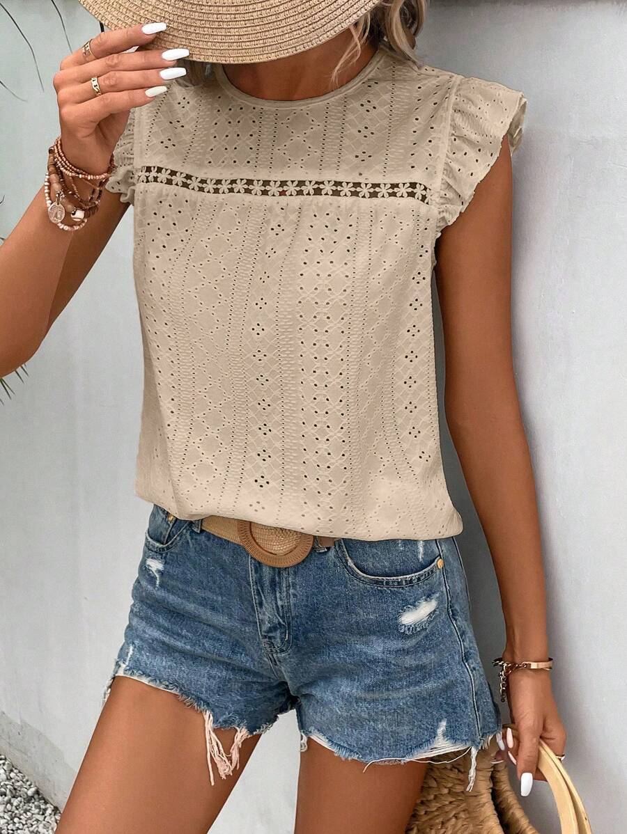 Camiseta Jacquard com Manga Borboleta IMG 12