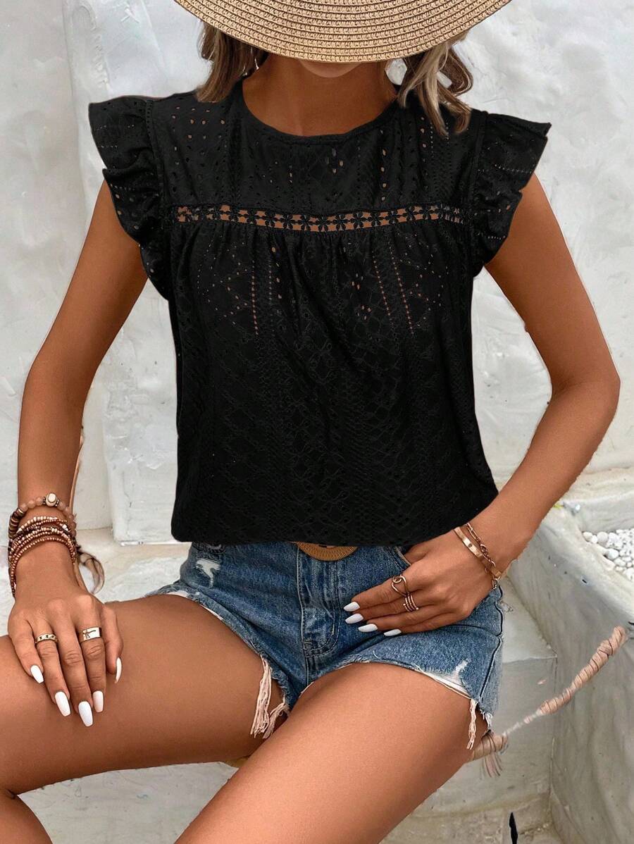 Camiseta Jacquard com Manga Borboleta IMG 4