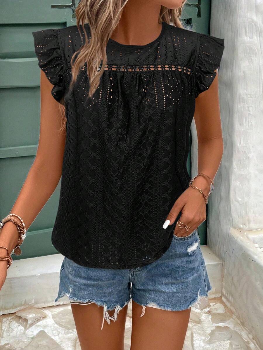 Camiseta Jacquard com Manga Borboleta IMG 5