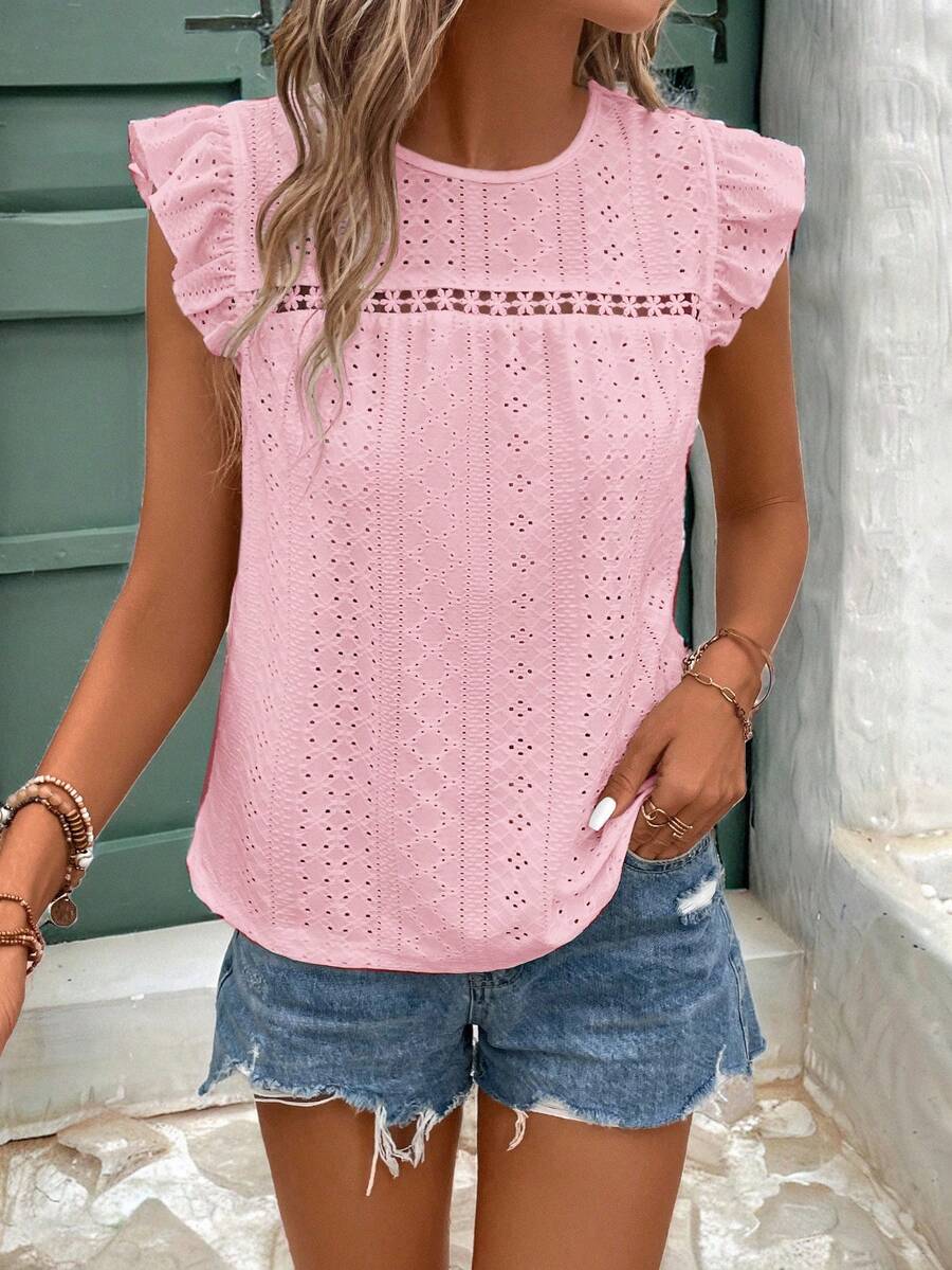 Camiseta Jacquard com Manga Borboleta IMG 56