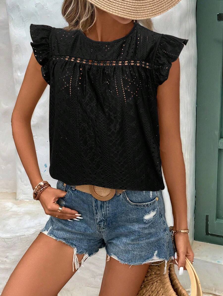 Camiseta Jacquard com Manga Borboleta IMG 6
