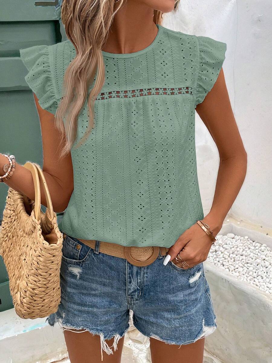 Camiseta Jacquard com Manga Borboleta IMG 60