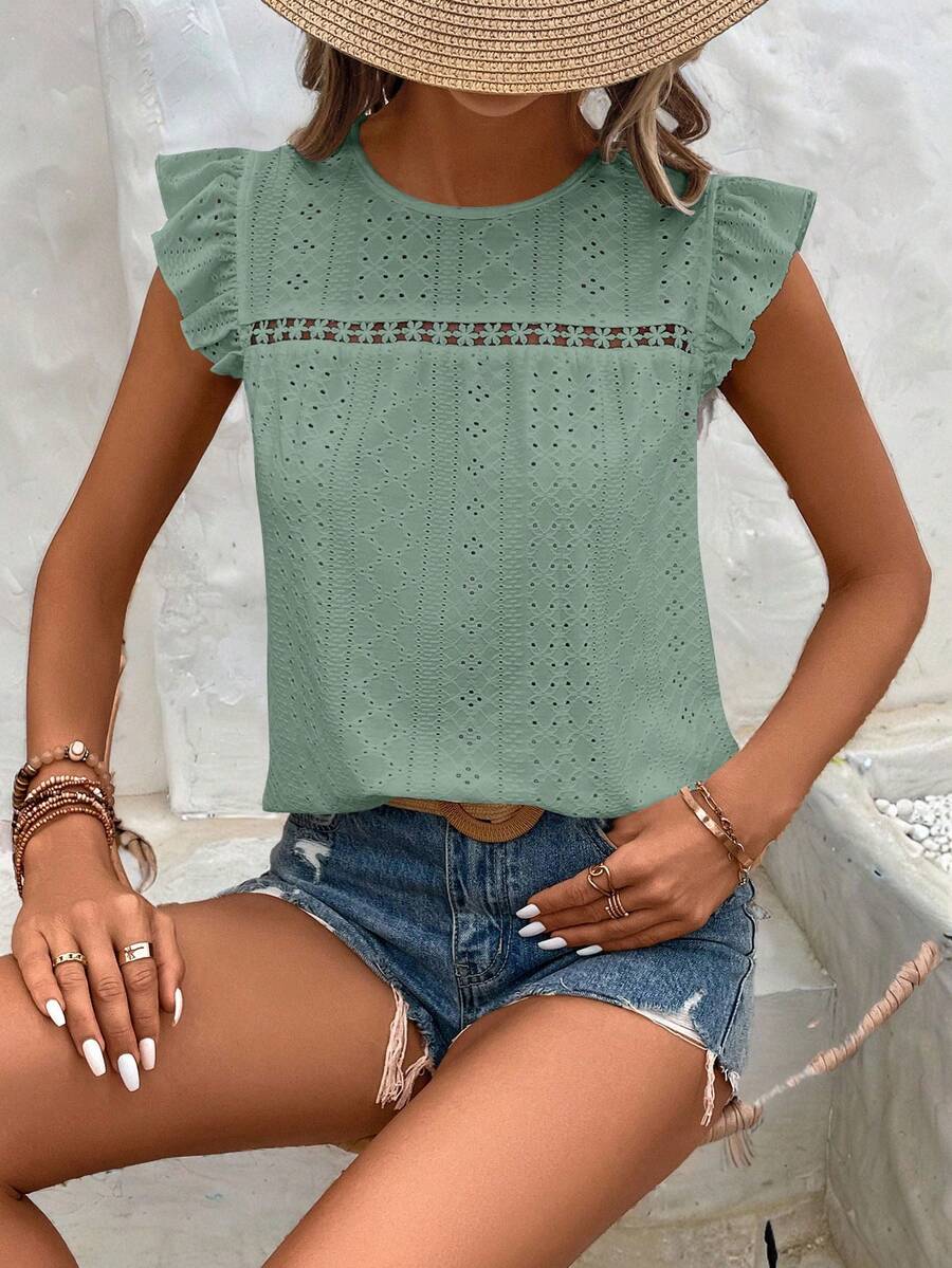 Camiseta Jacquard com Manga Borboleta IMG 63