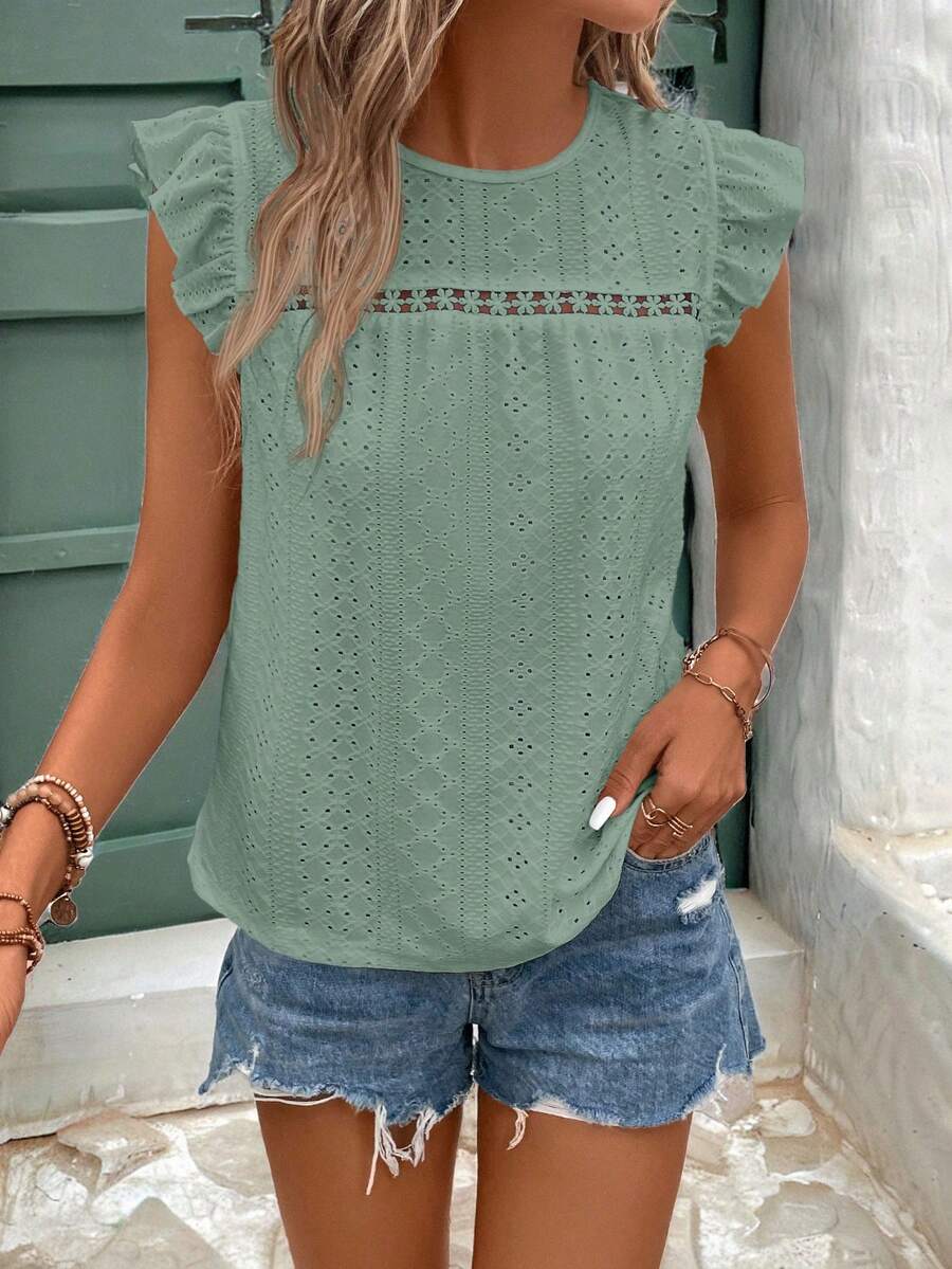 Camiseta Jacquard com Manga Borboleta IMG 64