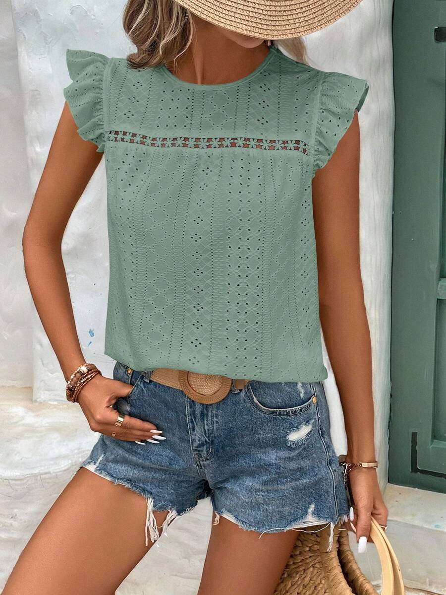 Camiseta Jacquard com Manga Borboleta IMG 65