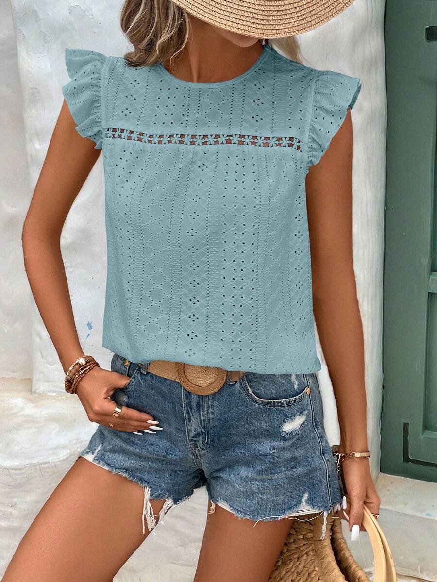 Camiseta Jacquard com Manga Borboleta IMG 73