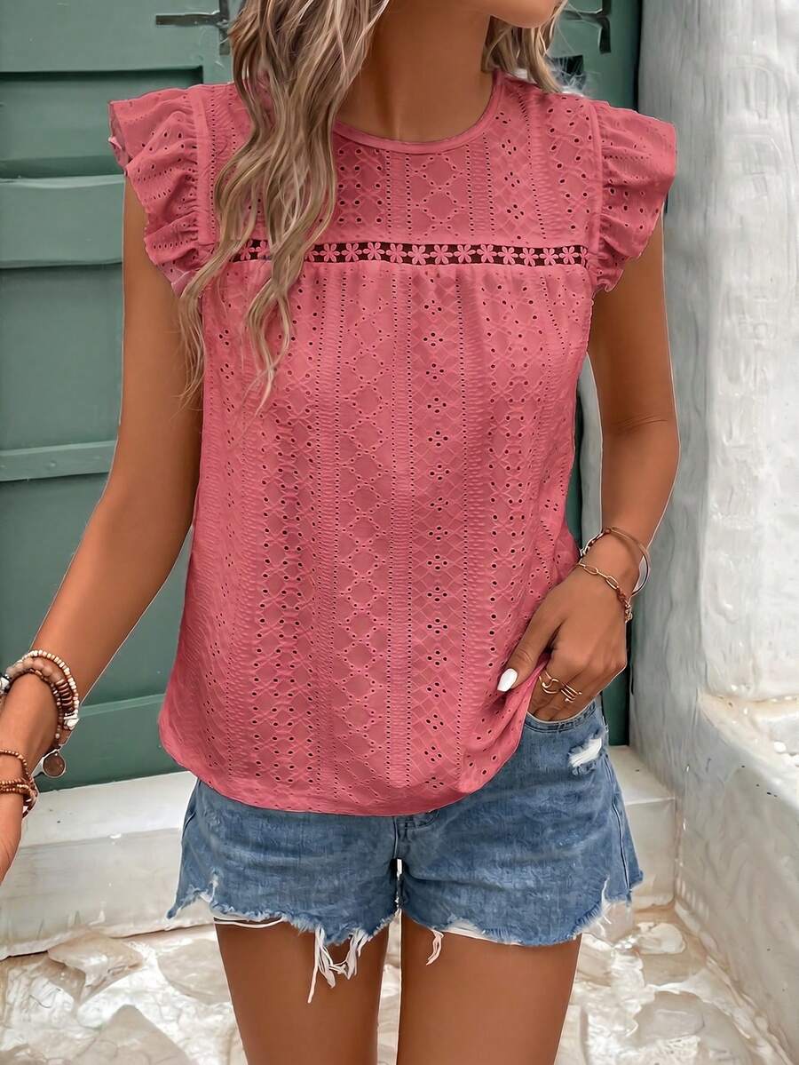 Camiseta Jacquard com Manga Borboleta IMG 96