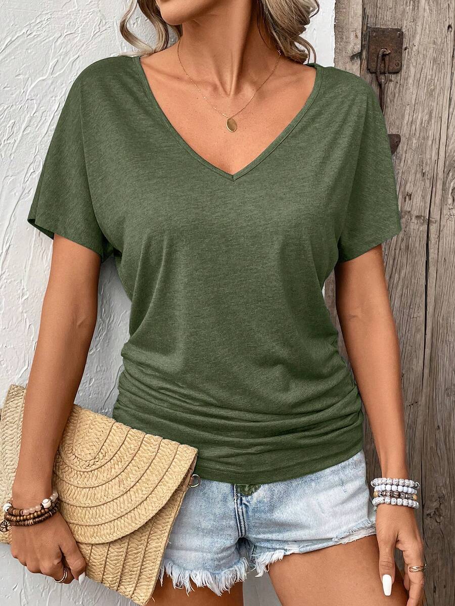 Camiseta Lisa Decote V e Manga Curta IMG 30
