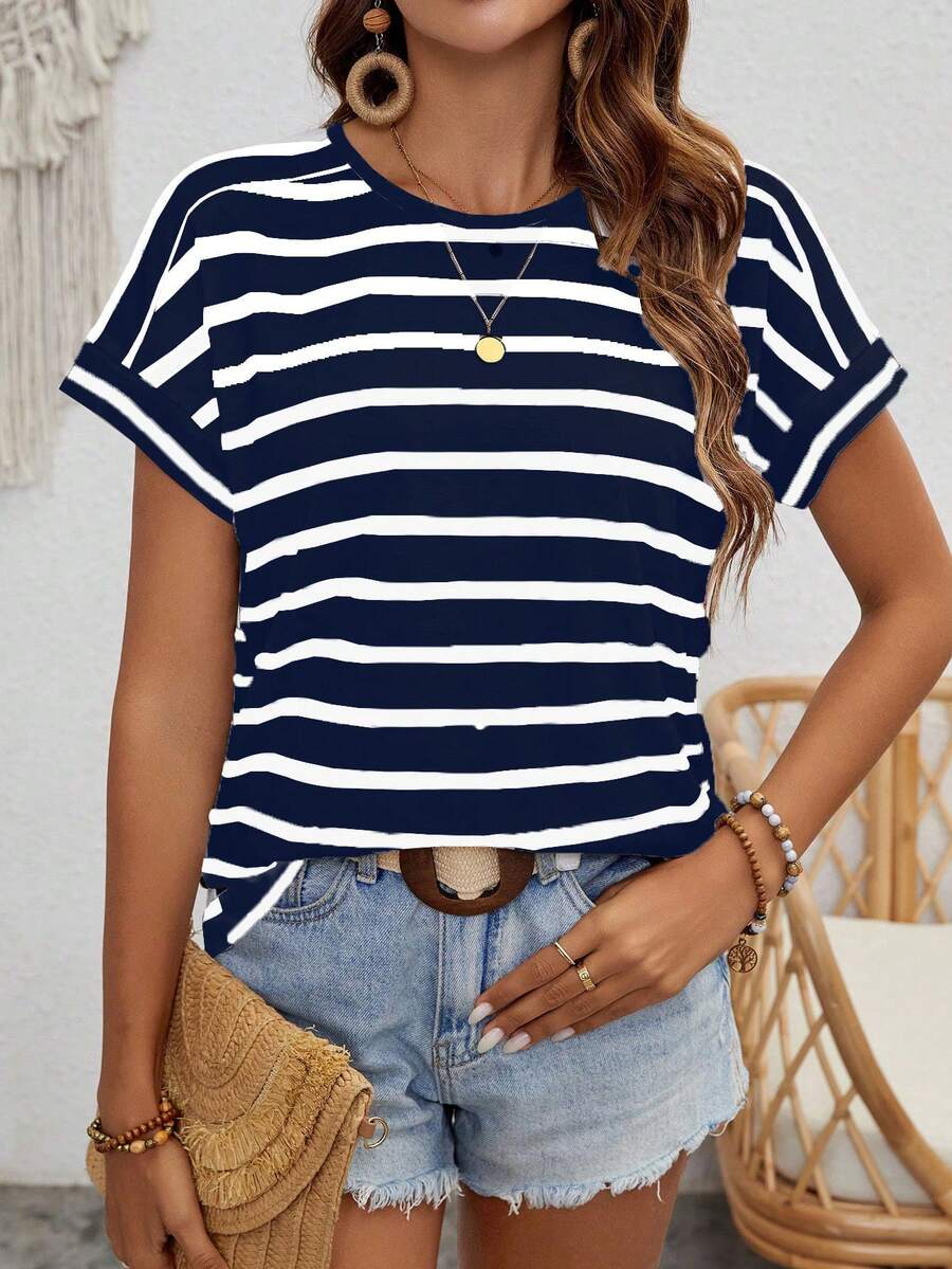 Camiseta Listrada com Manga Morcego IMG 12