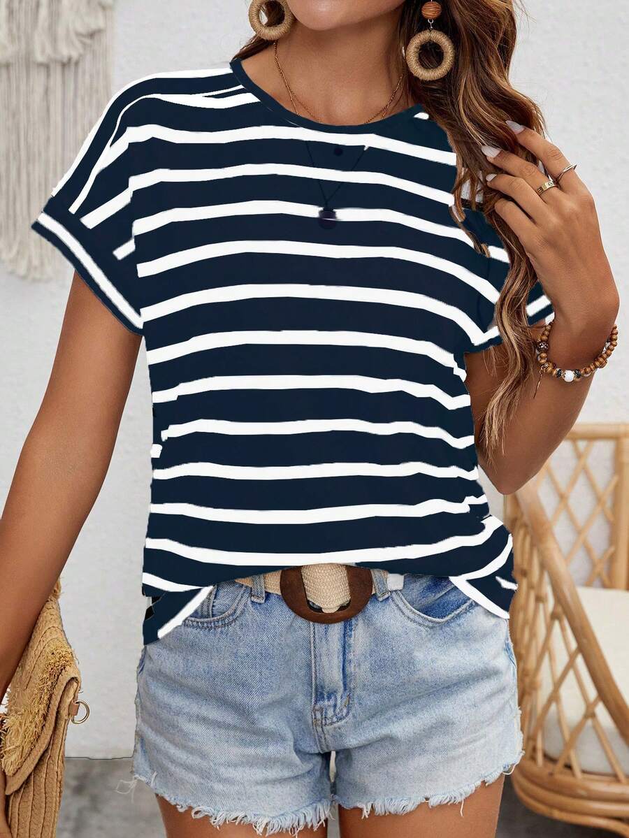 Camiseta Listrada com Manga Morcego IMG 13