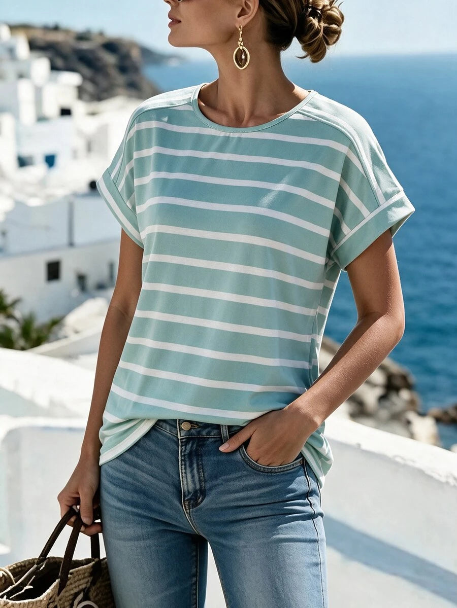 Camiseta Listrada com Manga Morcego IMG 45