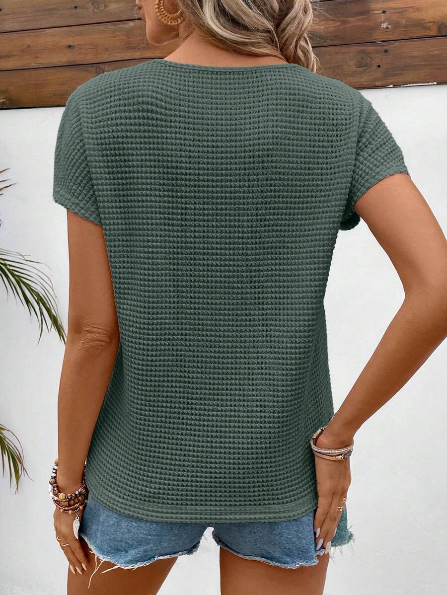 Camiseta Texturizada com Manga Morcego e Renda IMG 9